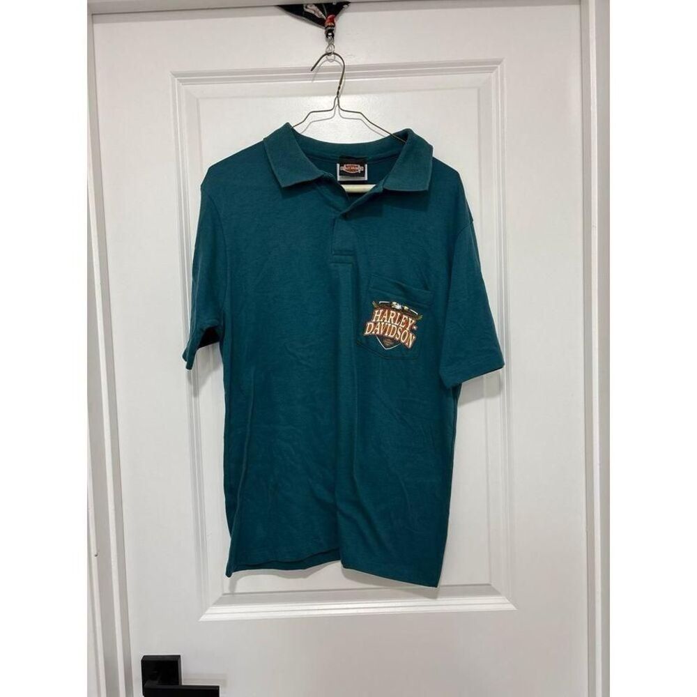 VTG‎ Pocket Polo y2k large Harley Davidson shirt men's motorcycle biker collared
